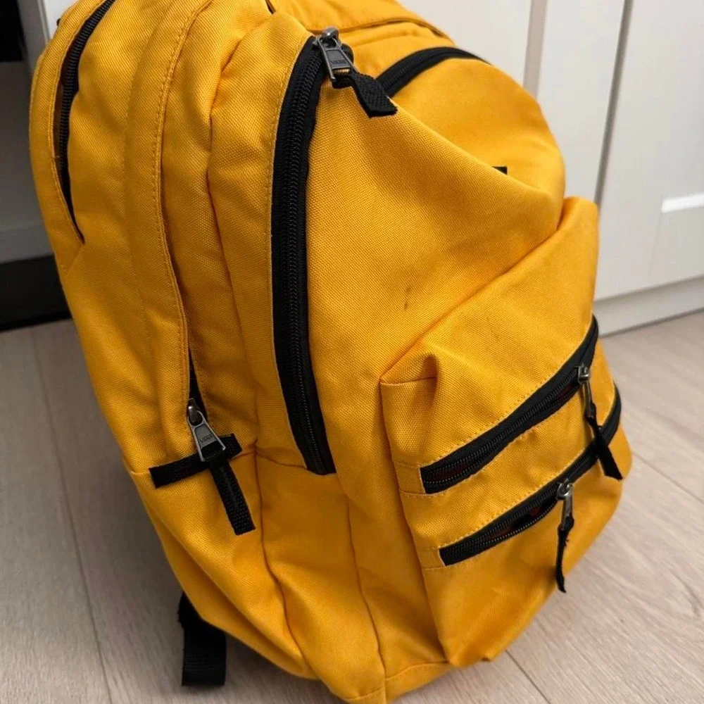 Vans Off The Wall Yellow Backpack Black Accents Streetwear Skate Bag